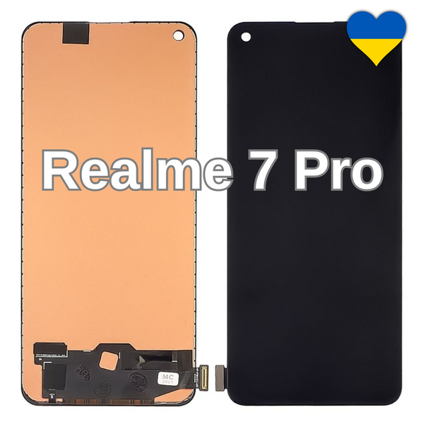 Дисплей для Realme 7 Pro з чорним тачскріном (IPS) 36748 фото