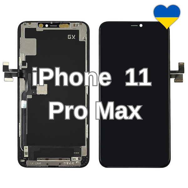 Дисплей для iPhone 11 Pro Max з чорним тачскріном (GX-AMOLED) та рамкою 40153 фото